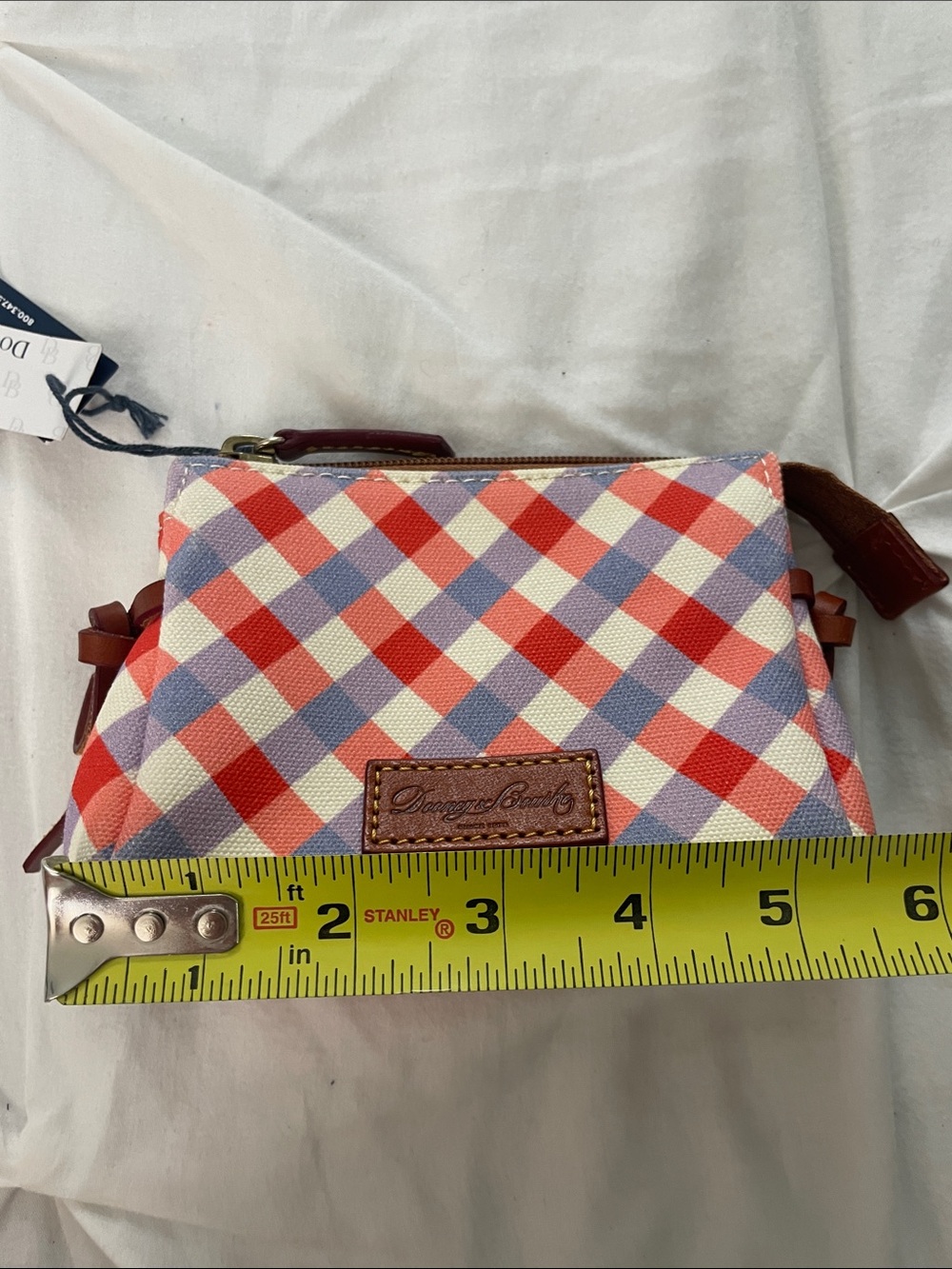 NWT Dooney & Bourke Red, Cream, and Lavender Gingham Mini Pouch - Picture 9 of 10